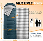 MEREZA Flannel Sleeping Bag for Adults XL, Large Wide Sleeping Bags for Camping - Image 2