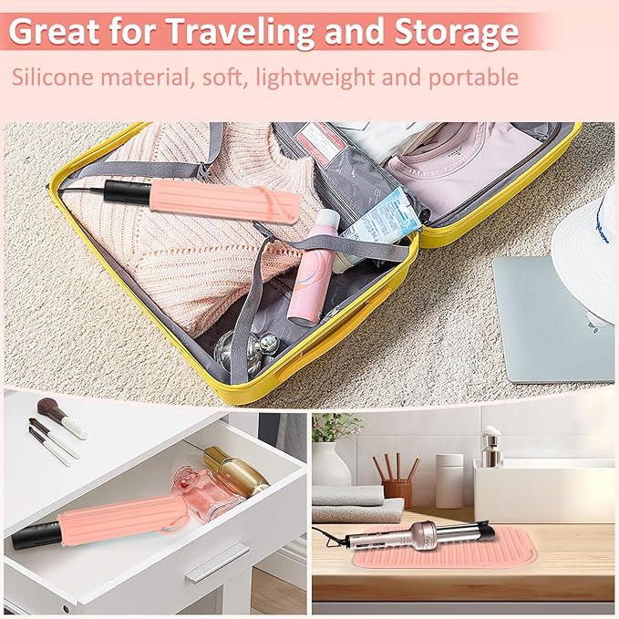 Quccefods 2 Pack Heat Resistant Mat Large Silicone Hot Hair Tools Holder for Curling Irons Flat Iron Hair Styling Tools Mat Portable Vanity Pad