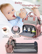 Diaper Bag with Changing Station, Waterproof 3 in 1 Baby Diaper Backpack with - Image 2