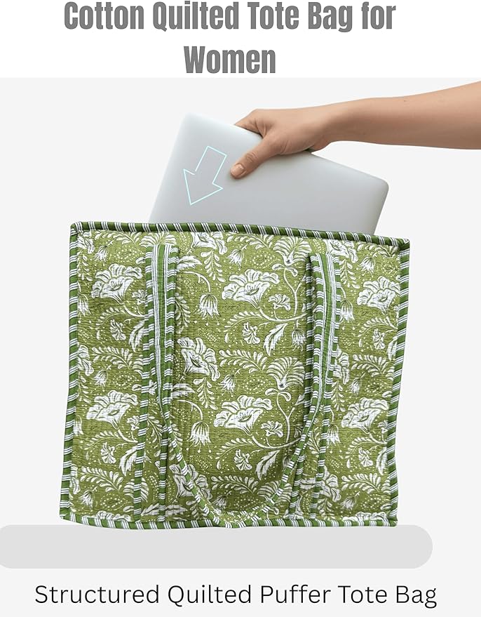 Cotton Quilted Tote Bag for Women – Large Beach & Travel Tote - Image 4