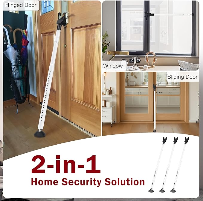 Sliding Door Security Bar, 3 Pack Adjustable Heavy Duty Sliding Door Lock Bar - Image 4