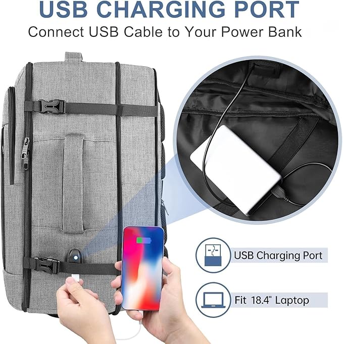 55L Carry On Backpack, Extra Large Travel Backpack - Image 5