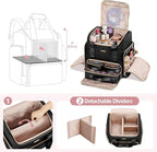 Large Makeup Backpack with 3 Clear Makeup Bags, Double Layers Professional Makeup Travel Case with Brushes Storage Section for Makeup Artists