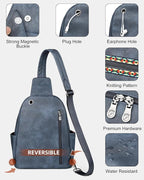 FADEON Large Sling Bag for Women, Leather Crossbody Purse Designer Anti Theft - Image 7