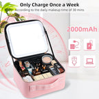 Travel Makeup Bag with LED Mirror – Waterproof Cosmetic Train Case with - Image 4