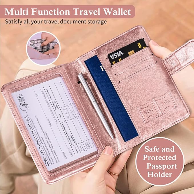 TIGARI Passport Holder for Travel Women Men, PU Leather Waterproof RFID - Image 2