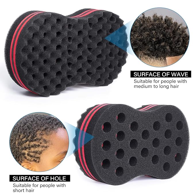 Big Holes & Big Size Barber Hair Brush Sponge Dreads Locking Twist Afro Curl Coil Wave Hair Care Tool(1 Pack)