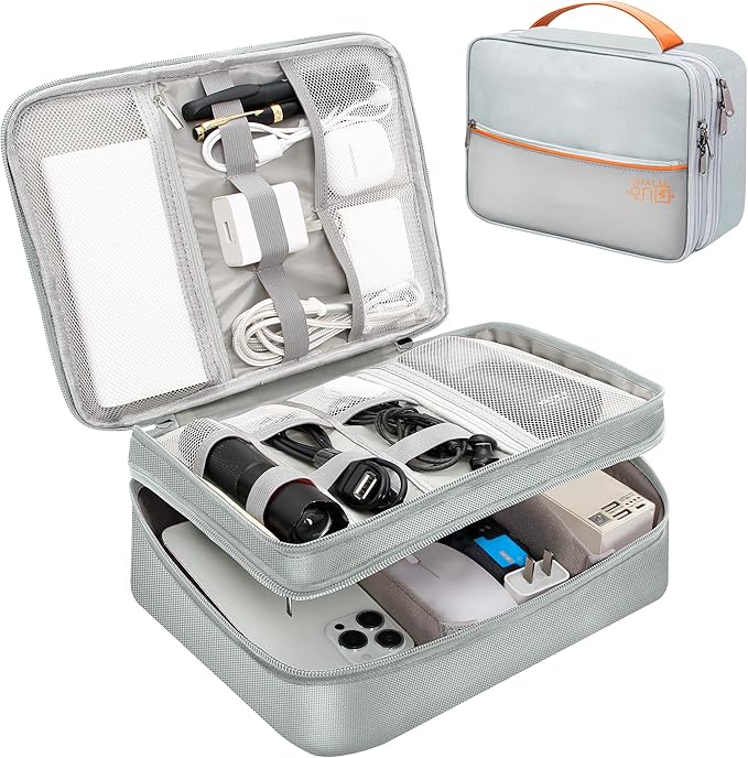 SELLYFELLY Electronics Travel Organizer, Double Layer Cable Organizer Bag by SELLYFELLY