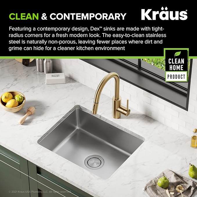 KRAUS Dex 21-inch Undermount 16 Gauge Stainless Steel Single Bowl Kitchen Sink - Image 3