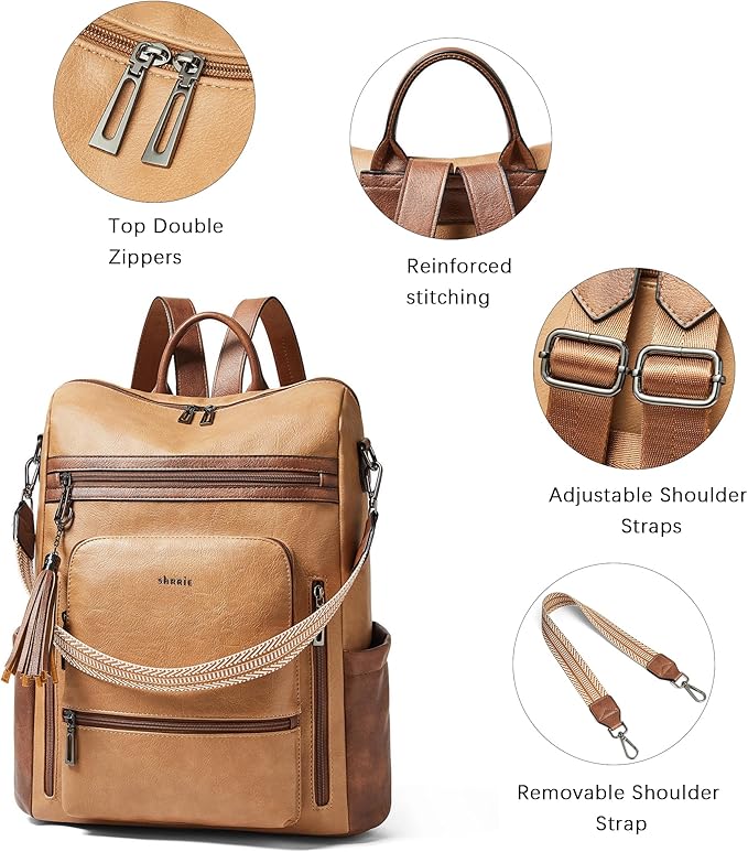 Shrrie Vegan Leather Laptop Backpack - Image 6