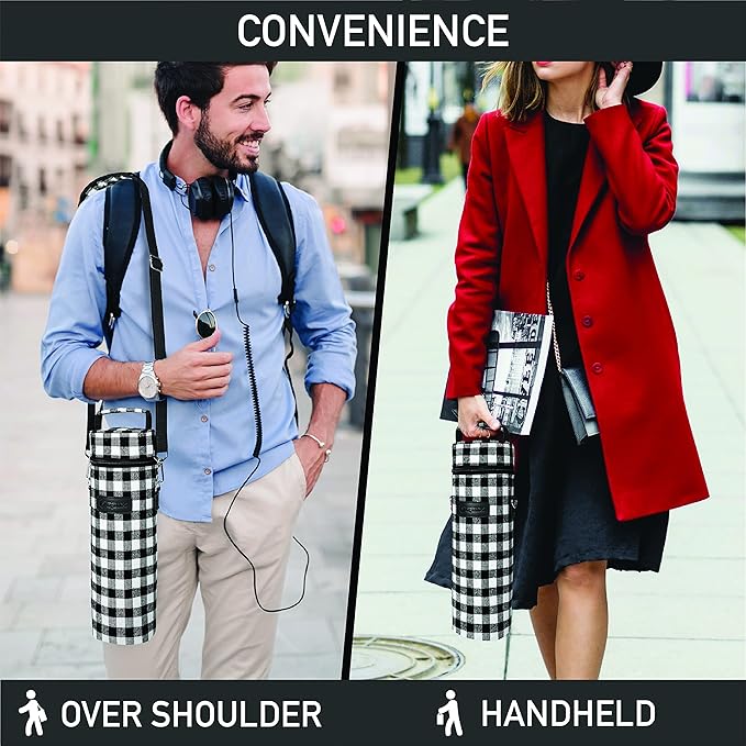 opux Wine Bag Single Bottle Carrier Tote, Insulated Wine Cooler Bag - Image 5