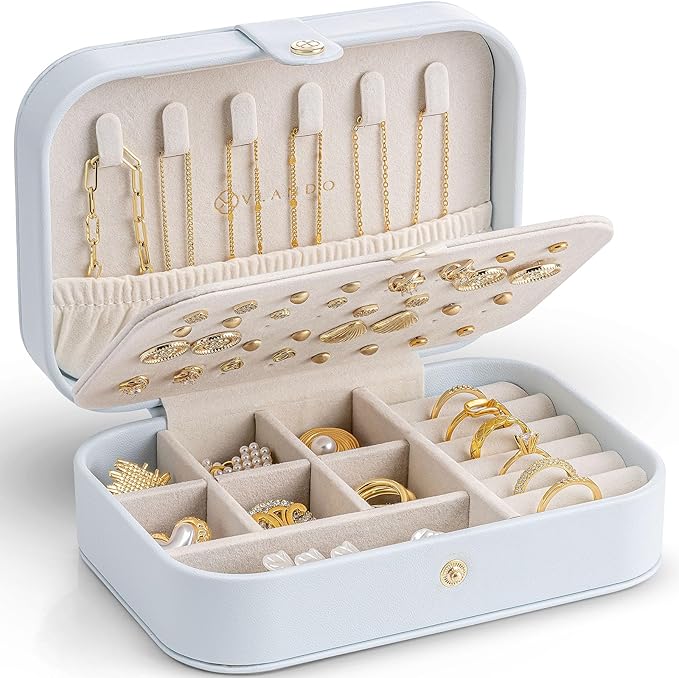Vlando Travel Jewelry Case, PU Leather Travel Jewelry Box by VLANDO
