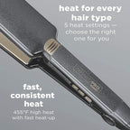 INFINITI PRO CONAIR Tourmaline Ceramic 2-Inch Flat Iron Hair Straightener, 2-Inch Flat Iron to Straighten or Curl, 5 Heat Settings, for All Hair Types and Textures, Metallic Grey