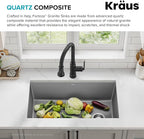 KRAUS Forteza 32-inch Undermount Single Bowl Granite Kitchen Sink in Grey - Image 6