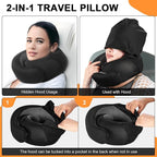 Travel Pillow - Hooded Neck Pillow Airplane Memory Foam Filling - Image 2