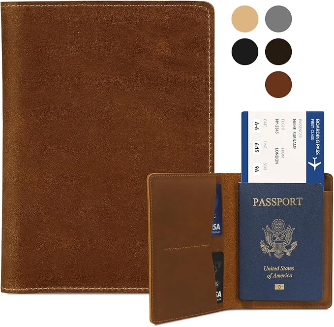 Real Leather Passport Holder for Men and Women, Handmade Wallet Cover Case by Kicoroiny-KeepInnovating