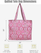 Cotton Quilted Tote Bag for Women – Large Beach & Travel Tote - Image 5