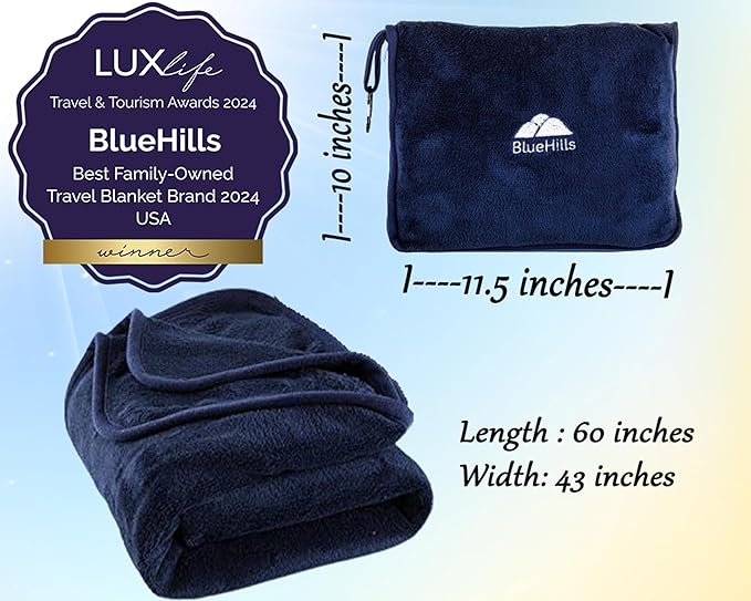 BlueHills Premium Soft Travel Blanket Pillow Airplane Blanket Packed in Soft - Image 3