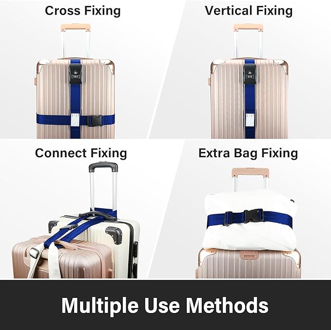 Luggage Straps, 2 Pack Adjustable Heavy Duty Cross Suitcase Straps - Image 6