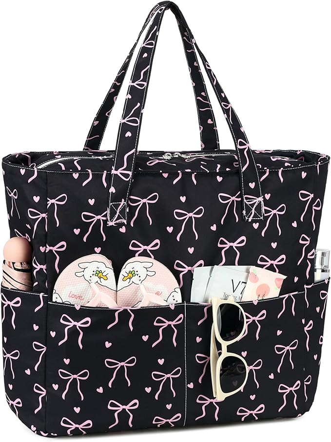 LEDAOU Large Beach Tote Bag Women Waterproof Sandproof Zipper Beach Tote Bag - Image 3