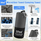 Sfee 2 Pack Microfiber Travel Towel, Quick Dry Camping Towel Large Beach Towel - Image 2