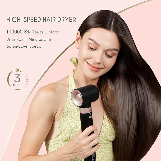 5 in 1 Ionic Hot Air Styler, 1400W Powerful Hair Dryer Brush, Auto-Wrap Curlers, Paddle Brush for Fast Drying, Volumizing with Travel & Storage Bag