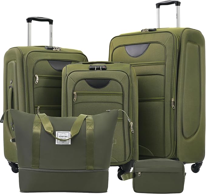 Merax Softside Luggage Set Softshell Lightweight 3 Piece Spinner Suitcase by Merax