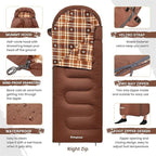 KingCamp Sleeping Bag for Adults, Cold Weather & Warm XL Big and Tall Flannel - Image 5