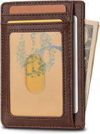 Buffway Slim Minimalist Front Pocket RFID Blocking Leather Wallets - Image 2