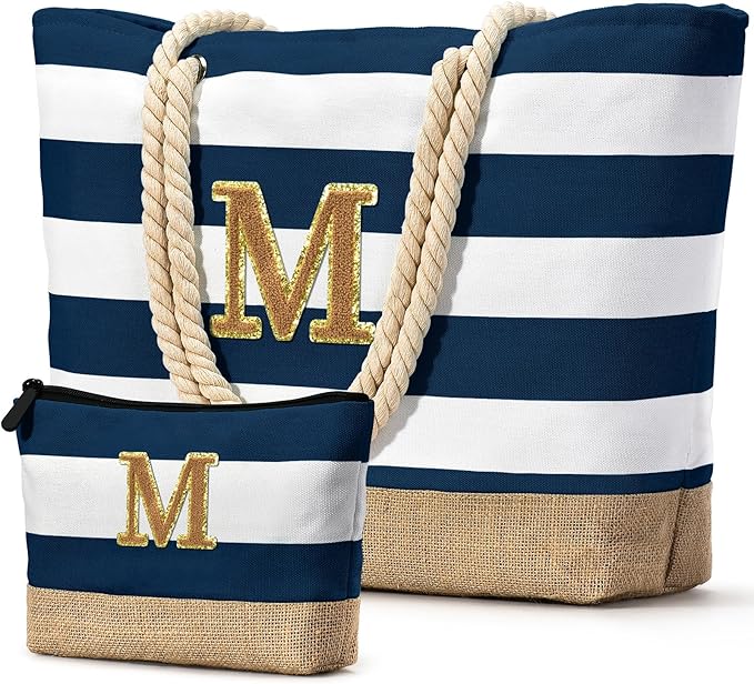 Becokan Beach Bag Initial Beach Tote by BecokanBeachBagSpecialist