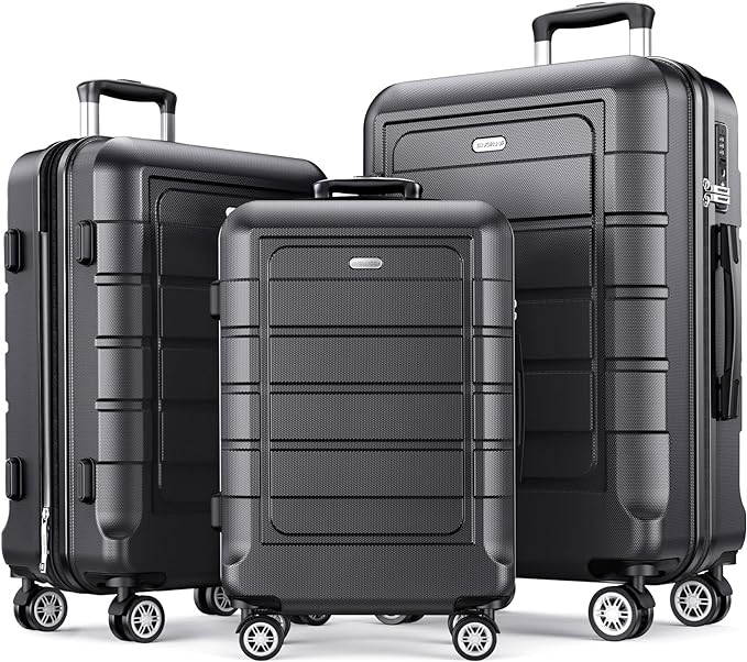 SHOWKOO Luggage Sets Expandable PC+ABS Durable Suitcase Double Wheels TSA Lock by SHOWKOO