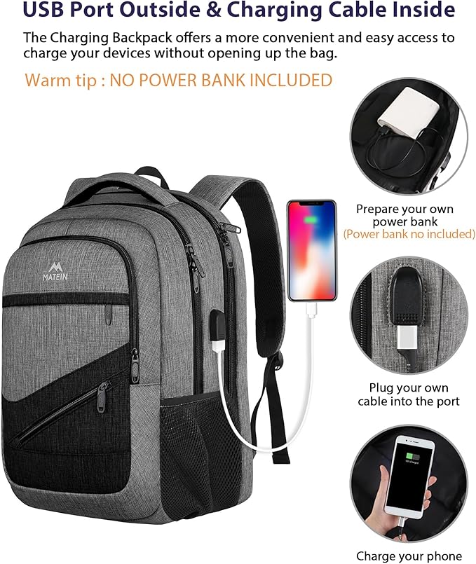 MATEIN 17 Inch Work Backpack for Men Women, Water Resistant Practical Travel - Image 4