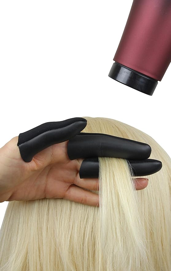 Jatai Heat Shield Professional High Heat Resistant Finger Protection Guards for Curling and Flat Irons, Wands, Blow Dryers - 3pc (Small/Medium, Black)