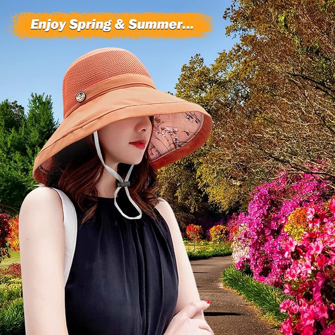 Women Wide Brim Sun Hats Metal Wired Edge Summer UV Protection Beach Fishing Hat - Image 8