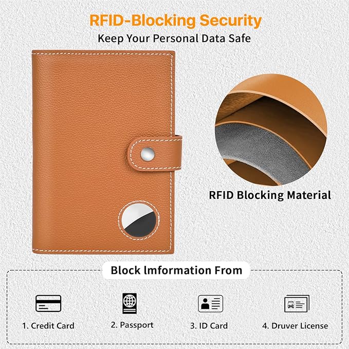 Genuine Leather Passport Holder, RFID Blocking Travel Wallet - Image 5