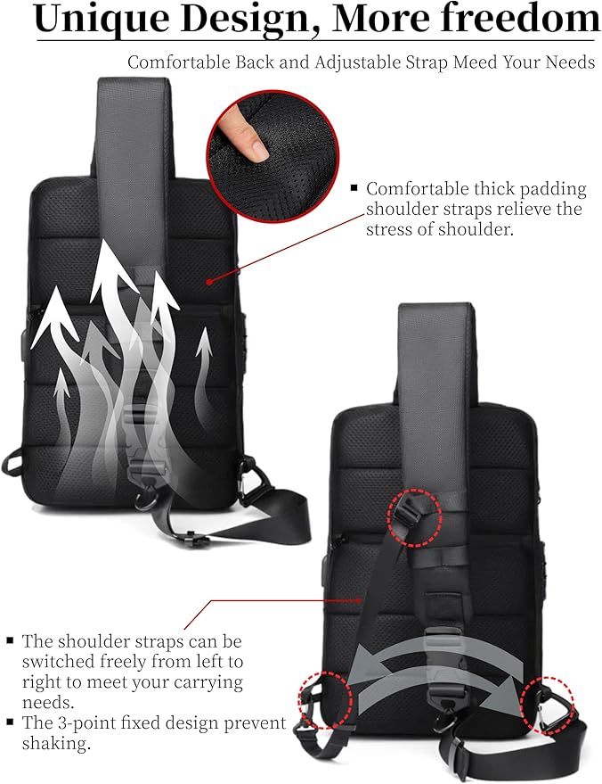 BASICPOWER Sling Bag for Men Women, Shoulder Crossbody Backpack - Image 8