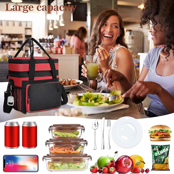 Insulated Lunch Bag Women & Men | Large Adult Lunch Box | Double-Layer Reusable - Image 5