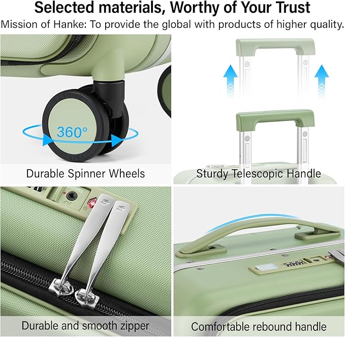 Hanke 24 Inch Luggage with Cup Holder and Charge, Top Opening Hard Shell - Image 9