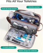 BAGSMART Toiletry Bag for Men, PU Leather Travel Bag for Toiletries, Dopp Kit - Image 3