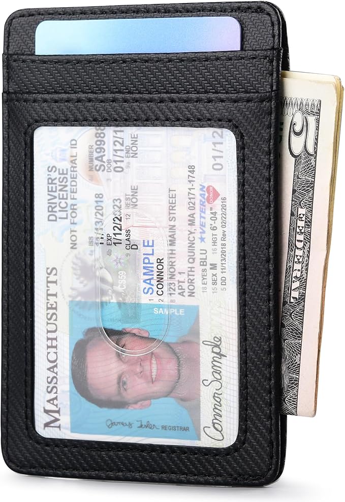 Buffway Mens Slim Wallet, Minimalist Thin Front Pocket Leather Credit Card - Image 2