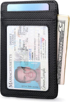 Buffway Mens Slim Wallet, Minimalist Thin Front Pocket Leather Credit Card - Image 2
