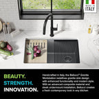 KRAUS Kitchen Sink Bellucci 29” Undermount Workstation Granite, Metallic Gray - Image 4