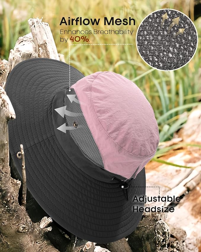 FURTALK Womens Sun Hat with Ponytail Hole Beach Hiking Summer Wide Brim UPF 80+ - Image 3