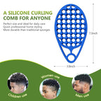 KOUPA Magic Silicone Curly Hair Brush, One Piece Twist Curl Comb for Afro Curls, Washable Hair Tool for Men Women, Blue, 2 Pieces