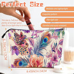 Cosmetic Bags Travel Makeup Toilet Case Waterproof Pouch for Women Girls 6.7X9.45inches - Gorgeous Floral - Peacock Tapestry