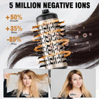 DAILYLIFE Rotating Hair Dryer Brush for Women, Spinning Blowout Brush, with 2 Brushes (1.5" & 2"), Ceramic Barrel, Negative Ion, Black and Gold