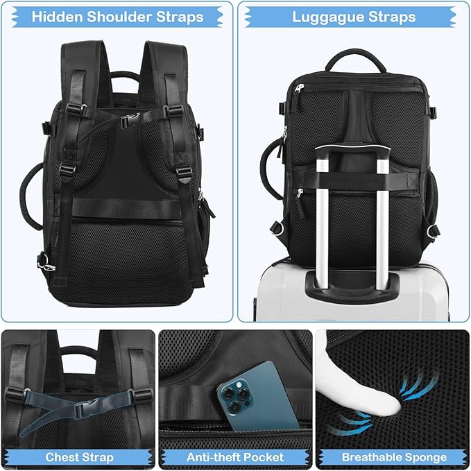 Hanples Travel Backpack for Women Men Large Carry On Person Item Flight - Image 6