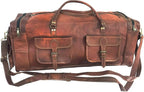 Real Goat Vintage Leather Large Travel Duffel Luggage Handmade, Hiking vintage - Image 2