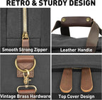 Vintage Canvas Duffle Bag, 50L Genuine Leather Travel Duffel Backpack - Image 5