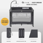 2-in-1 Pack and Play with Mattress, Baby Bassinet Bedside Sleeper, Bedside - Image 4